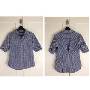 Banana Republic Gingham Blue Check Button Up Shirt